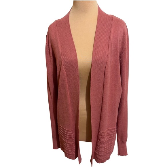 Lety & Me Sweaters - Lety & Me Dusty Rose Open Front Knit M Layering Cardigan Textured Hem Drape